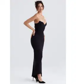 House of CB Sabine Crepe Strapless Corset Maxi Dress Black Size L/AU 12 for rent on The Volte - image 2