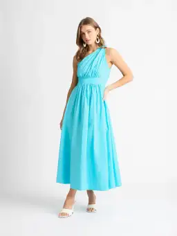 Sheike Isla One Shoulder Maxi Dress Blue Size 12