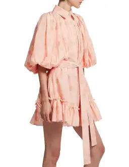 Aje Textural Puff Sleeve Mini Dress Peach Size 10 for rent on The Volte - image 3
