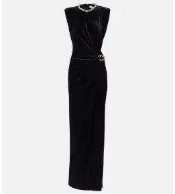 Self Portrait Embellished chain-detail velvet maxi dress Size AU 8 for rent on The Volte - image 3