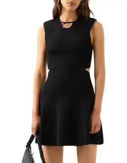 Aje Lena Cut Out Knit Mini Dress Black Size 10 for rent on The Volte - image 1
