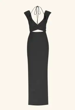 Shona Joy Lani Cross Front Ruched Maxi Dress Black Size 8 for rent on The Volte - image 4