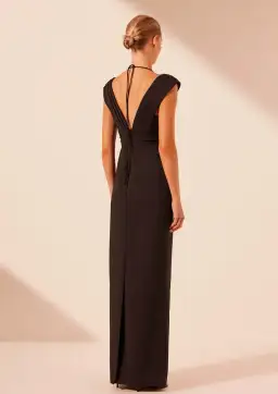 Shona Joy Lani Cross Front Ruched Maxi Dress Black Size 8 for rent on The Volte - image 3