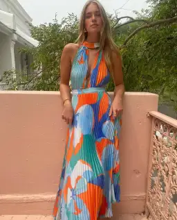 Lidee Chateau Split Gown Multi Floral Size AU 8