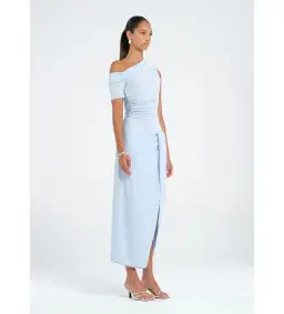 Benni Cleo One Shoulder Maxi Dress in Sky Blue Size AU 8 for rent on The Volte - image 2