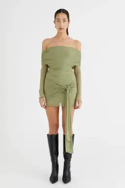 Benni Yasmin Off shoulder MIni Dress Pistachio Size 8 for rent on The Volte - image 3