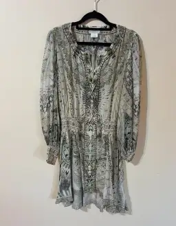 Camilla Lace Up Shirred Waist Mini Dress Daintree Dreaming Print Size S/AU 10 for rent on The Volte - image 4