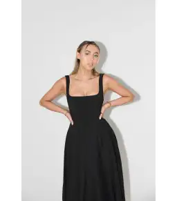 Odd Muse The Ultimate Muse High Waist Square Neck Midi Dress Black Size M / AU 10 for rent on The Volte - image 2
