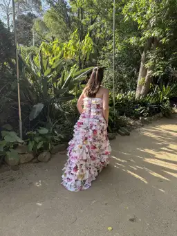 AJE Fleur Pleated Gown Collage Floral Size 8  for rent on The Volte - image 4