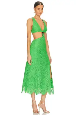 Alice Mccall Yvonne Lace Midi Cut Out Dress  Green Size AU 12 for rent on The Volte - image 3