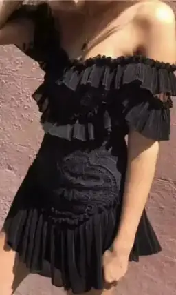 Alice McCall Lace Lovebirds Off The Shoulder Mini Dress Black Size 8 for rent on The Volte - image 4