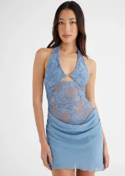 Benni Rocky Mini Dress Blue Size 8