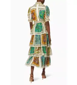 Alemais Delphine Tiered Linen Midi Dress Print Size 10 for rent on The Volte - image 3