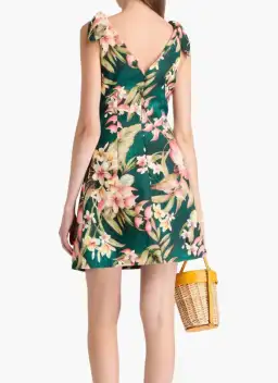 Zimmermann Lexi Pleated Floral-print Linen Mini Dress Green Size 1 /Au 10 for rent on The Volte - image 2