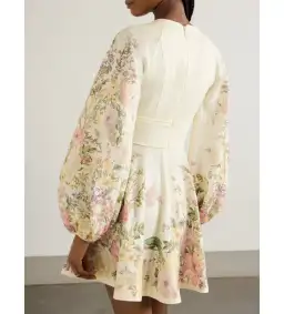 Zimmermann Waverly Plunge Tie-detailed Floral-print Linen Mini Dress Floral Size 0/Au 8 for rent on The Volte - image 2