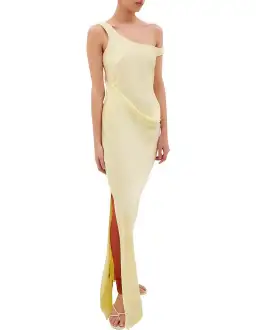 Bianca Spender Leonora Satin Crepe Dress Lemon Size 2/ Au 10