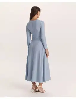 Saba Xanthe Long Sleeve Twist Front Midi Dress Blue Size XXS / Size AU 6 for rent on The Volte - image 3