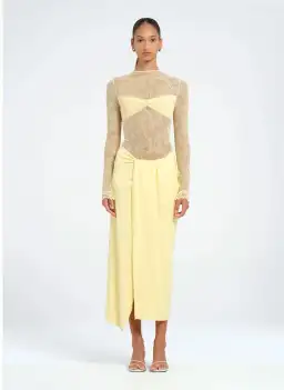 Benni Colton Midi Dress in Yellow Size 10 for rent on The Volte - image 1