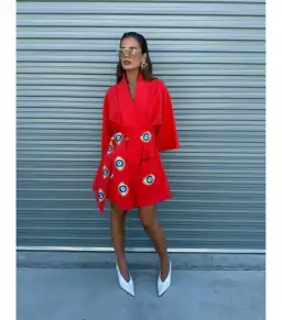 La Bohème Girls Nirvana Robe Dress Tangerine Evil Eye Size S / AU 8