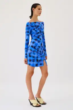 Suboo Shibori Long Sleeve Off Shoulder Dress Mini Blue Size 8 for rent on The Volte - image 2