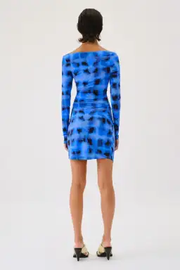 Suboo Shibori Long Sleeve Off Shoulder Dress Mini Blue Size 8 for rent on The Volte - image 3