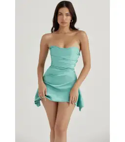 House of CB Jasmine Draped Strapless Corset Dress Jade Size S / AU 8 for rent on The Volte - image 2