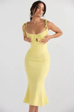 House Of Cb Soren Buttercup Cutout Midi Dress Size AU 8 for rent on The Volte - image 1