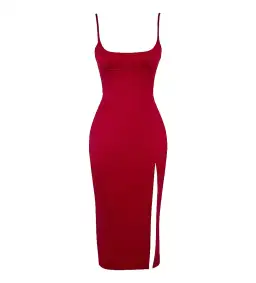 House Of Cb Casimira Wine Satin Corset Midi Dress Red Size 8 for rent on The Volte - image 9