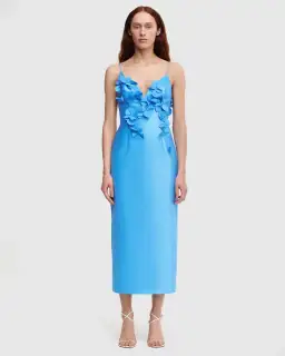 Acler Isla Column Midi Dress Blue Size 12