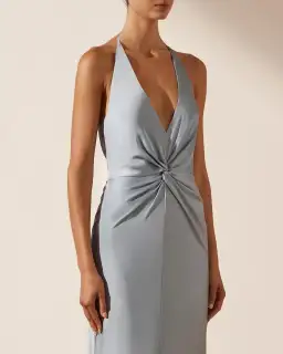 Shona Joy Luxe Twist Front Halter Midi Dress Azure Size 6 for rent on The Volte - image 4