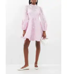 Zimmermann Matchmaker Lift Off Linen and Silk Mini Dress Pink Size 0P/AU 6