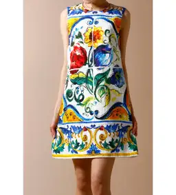 Dolce & Gabbana Majolica Print Mini Dress Multi Size AU 6