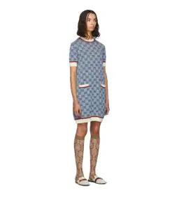 Dolce & Gabbana Blue Knit GG Mini Dress Printed Size 10