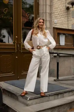 Zimmermann Golden Tuck Pant in Ivory Size 1 / AU 10 for rent on The Volte - image 1