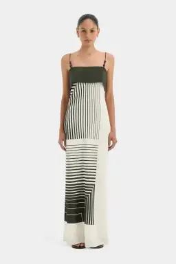 SIR The Label Leilana Slip Maxi Dress Print Size AU 12