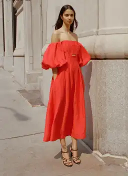 Aje Eugenie Midi Red Dress Size 8