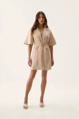 Aje Morgan Mini Dress Dune Beige Size 8 for rent on The Volte - image 1