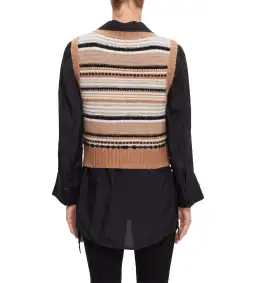 Ganni V-Neck Soft Wool Stripe Sleeveless Vest Size L/ AU 12  for rent on The Volte - image 4