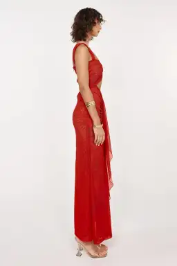 She is OLLÁ Imogen Maxi in Cherry Red Size 6