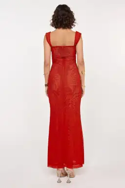 She is OLLÁ Imogen Maxi in Cherry Red Size 6