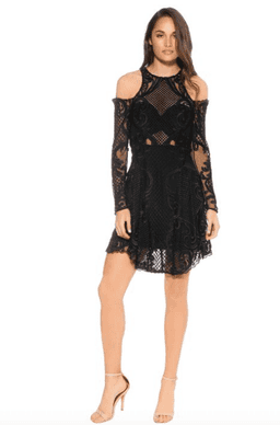 Thurley Black Lace Scarbrough Fair Mini Dress Size 10