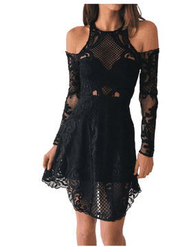 Thurley Black Lace Scarbrough Fair Mini Dress Size 10