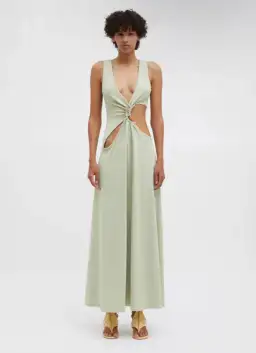 Christopher Esber Stone Cavern Tank Maxi Dress in Pistachio Size 10