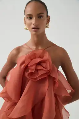 Aje Pandorea Layered Maxi Dress Coral Clay Size AU 12 for rent on The Volte - image 2