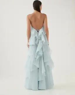 Aje Pandorea Layered Maxi Dress Silver Blue Size 8 for rent on The Volte - image 3