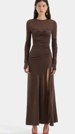 Sir Alessia Draped Gown Maxi in Chocolate AU Size 8 for rent on The Volte - image 1