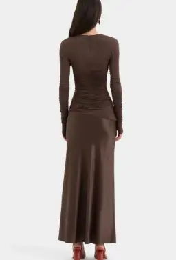 Sir Alessia Draped Gown Maxi in Chocolate AU Size 8 for rent on The Volte - image 4