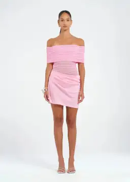 BENNI Nico Off-shoulder Mini Dress in Buttergum Size S / AU 8 for rent on The Volte - image 1