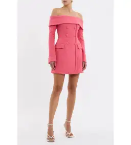 Rebecca Vallance Montana Off the Shoulder Mini Dress Pink Size 10 for rent on The Volte - image 1