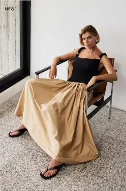 Aje Halcyon Knit Midi Dress Black/Sand Brown Size AU 8 for rent on The Volte - image 1